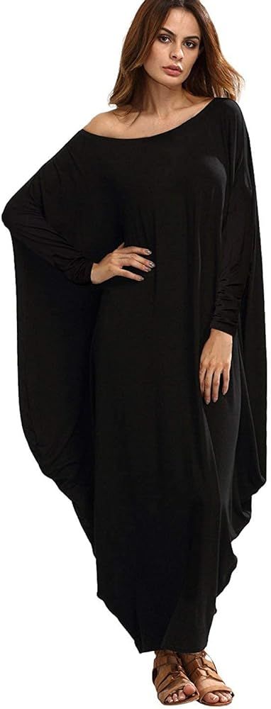 Verdusa Women's Boat Neck Batwing Sleeve Caftan Harem Oversized Maxi Dress | Amazon (US)