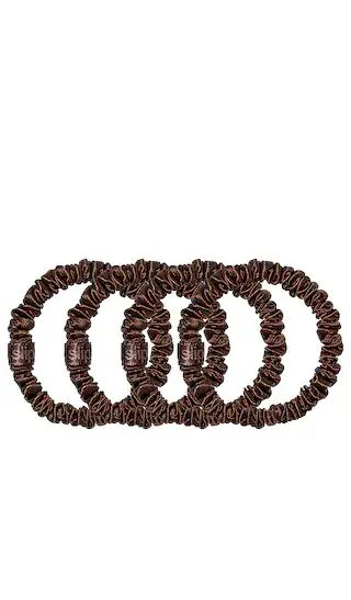 Skinny Scrunchies 4 Pack In Dark Brown | Revolve Clothing (Global)