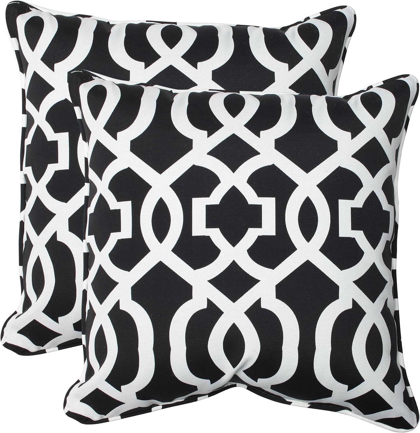 Pillow Perfect Outdoor/Indoor New Geo Throw Pillows, 18.5" x 18.5", Black/White, 2 Pack | Amazon (US)