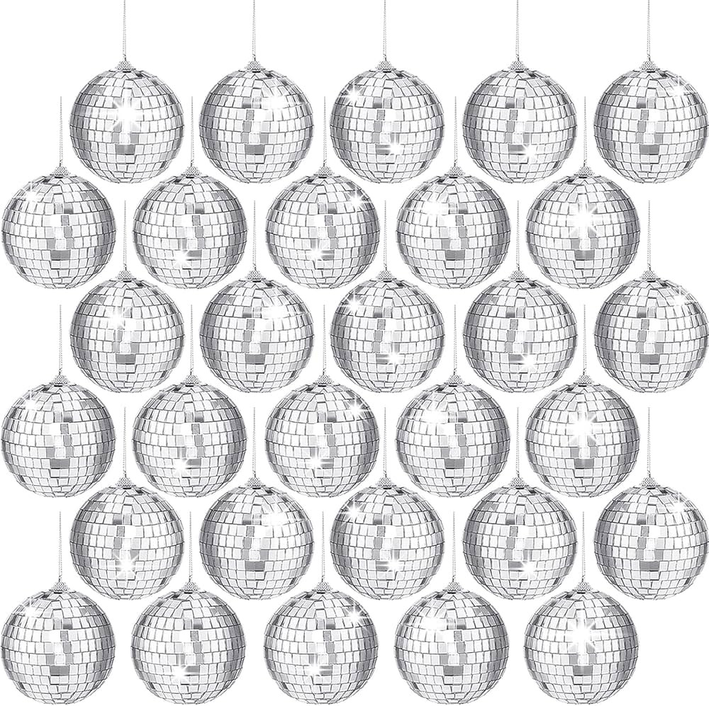 Amazon.com: 30 PCS Mirror Disco Balls,2 Inch Silver Reflective Mirror Ball,Hanging Ball Ornament ... | Amazon (US)