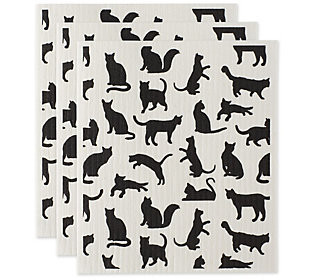 Design Imports Set of 3 Cats Swedish Dishcloths | QVC