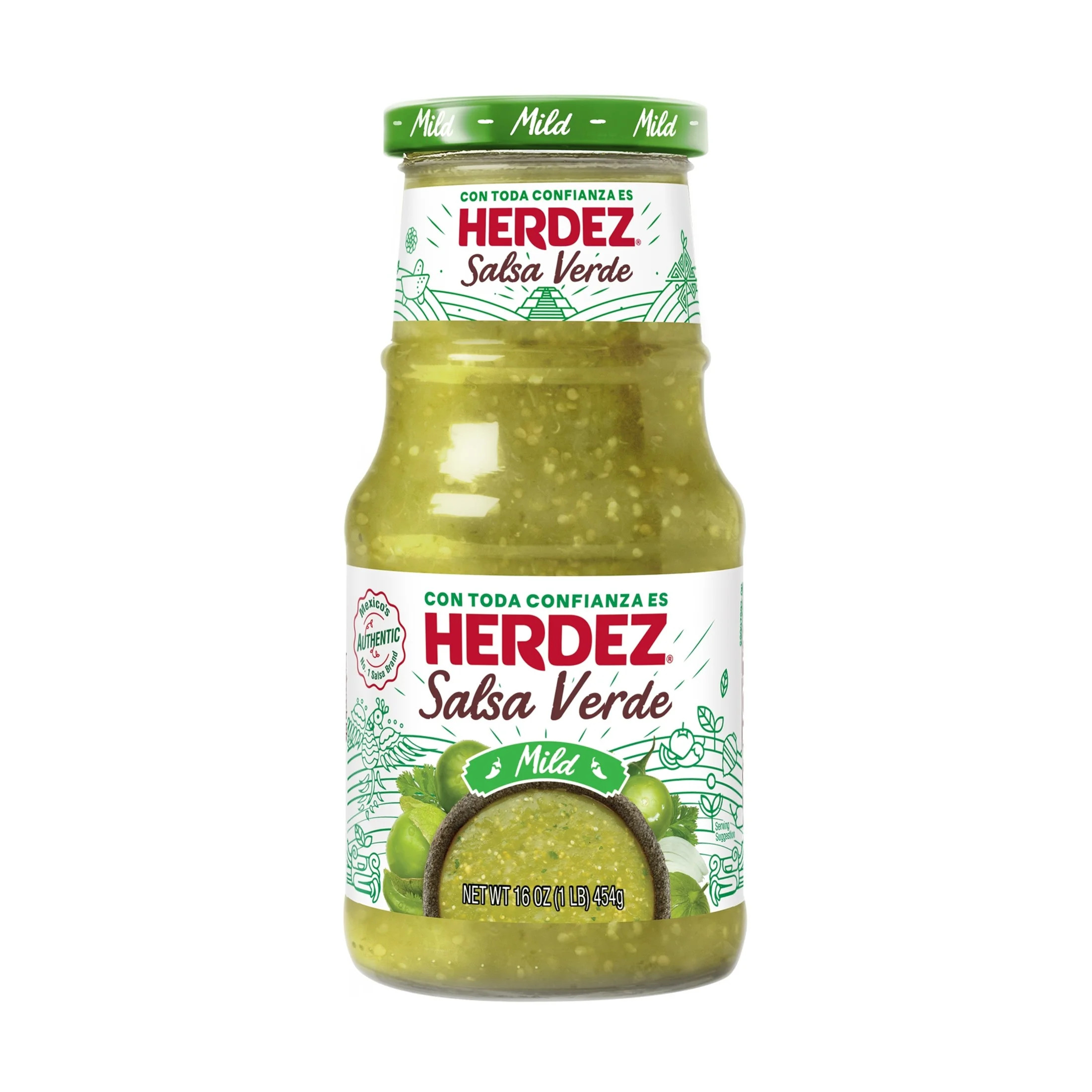 HERDEZ Salsa Verde Mild, Tortilla Chip Dip, Shelf Stable, 16 oz Glass Jar | Walmart (US)