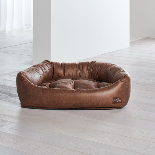 Napper Faux Leather Vintage Large Dog Bed | Crate & Barrel