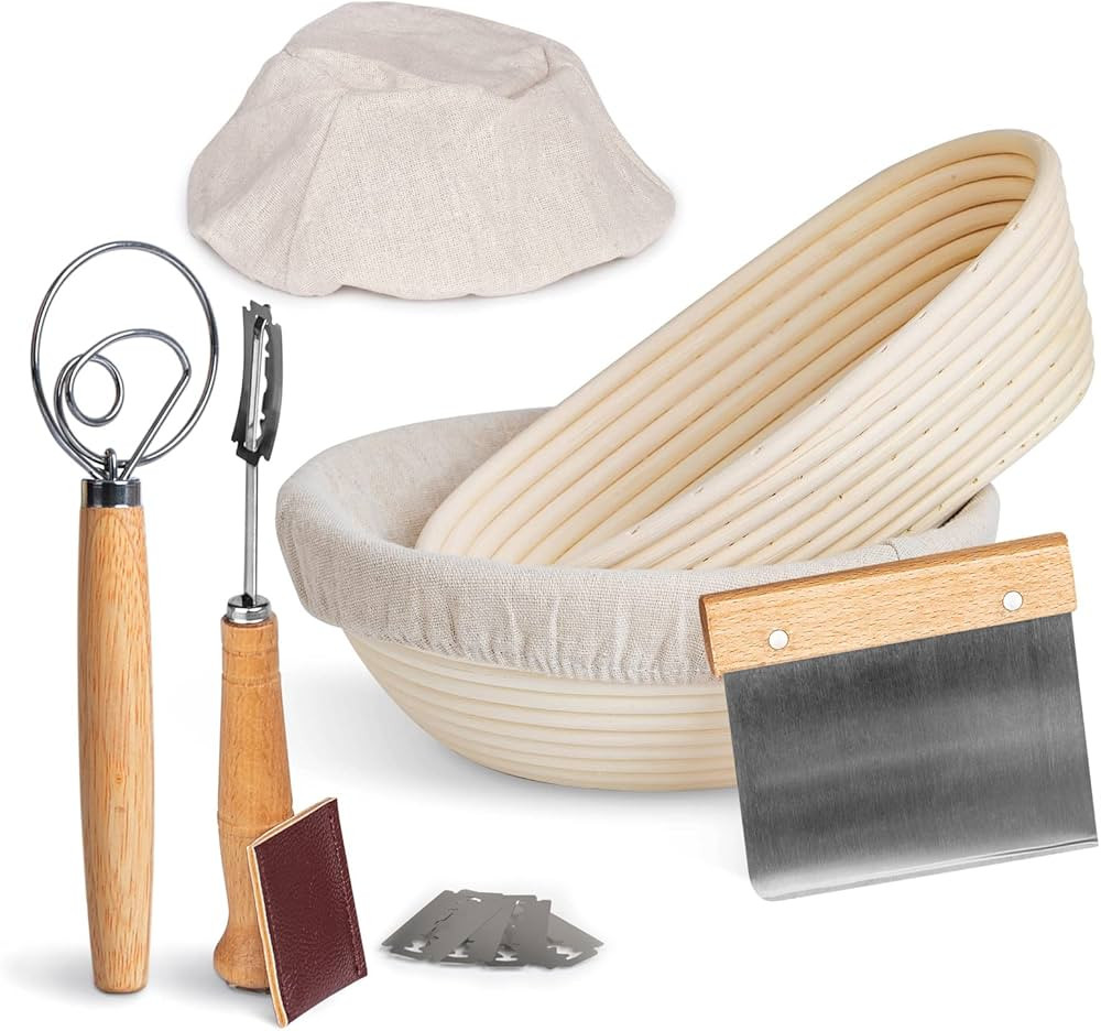 PITCH PULSE Bread Proofing Basket Set, 9 Inch Round + 10 Inch Oval Banneton Bowl, Sourdough Bread... | Amazon (US)