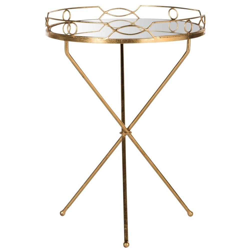 Cherris Antique Gold Leaf End Table | The Home Depot