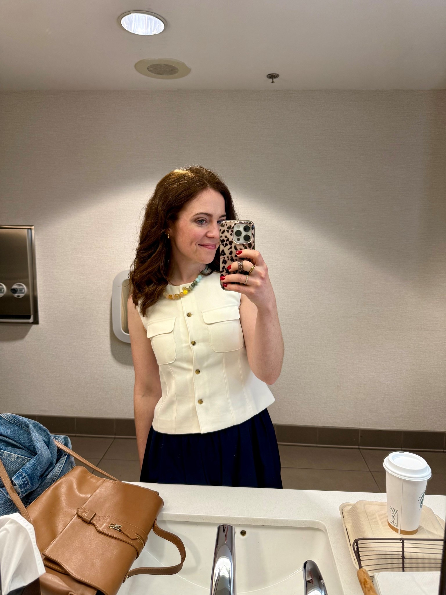 This comfy organic cotton poplin skirt from Quince is so versatile, I’ve worn it casually, for a wine tasting, and now for a professional event where I was speaking on a panel! It’s a crisp cotton and I love the navy, but it comes in a couple other colors too.
Also had to add a fun colorful bead necklace! ￼

#LTKootd