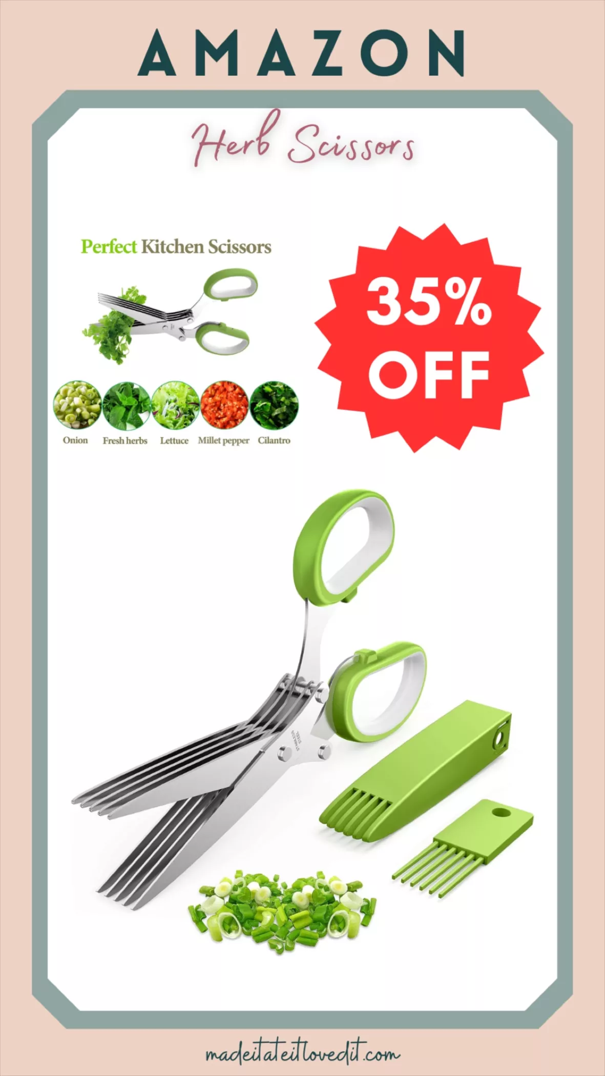Herb Scissors Set - Kitchen Herb Shears Cutter with 5 Blades And Cover,  Sharp Dishwasher Safe Kitchen Gadget For Cutting Shredded Lettuce, Green  Onion