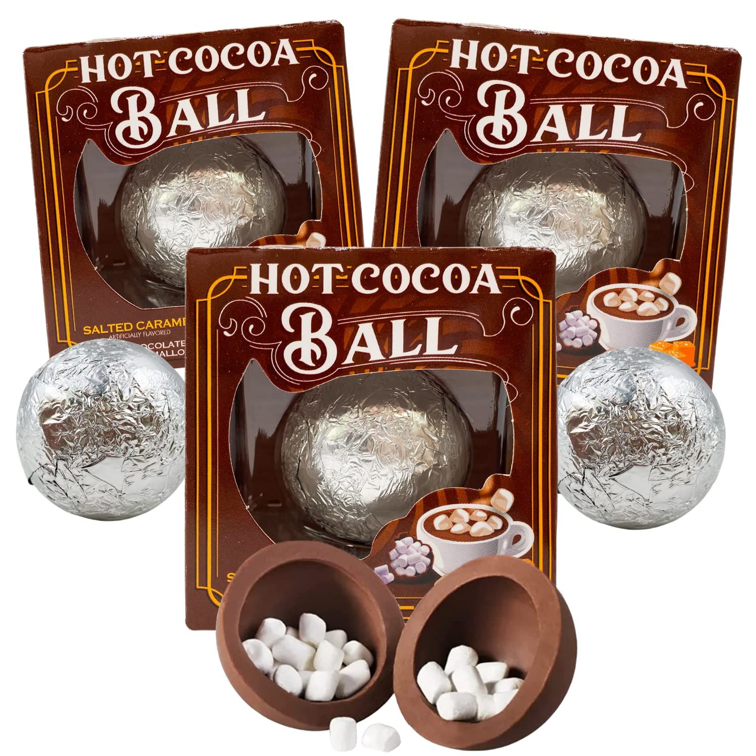 Hot Chocolate Salted Caramel Flavored Melting Balls, Bulk Cocoa with Mini Marshmallows Inside, Cu... | Amazon (US)