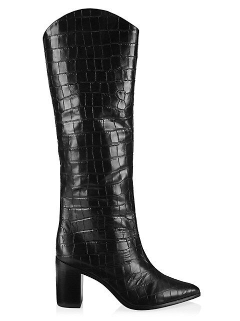 Schutz Analeah Lizard-Embossed Leather Boots | Saks Fifth Avenue
