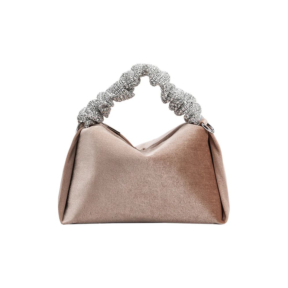 Taupe Estela Velvet Top Handle Bag | Melie Bianco | Melie Bianco