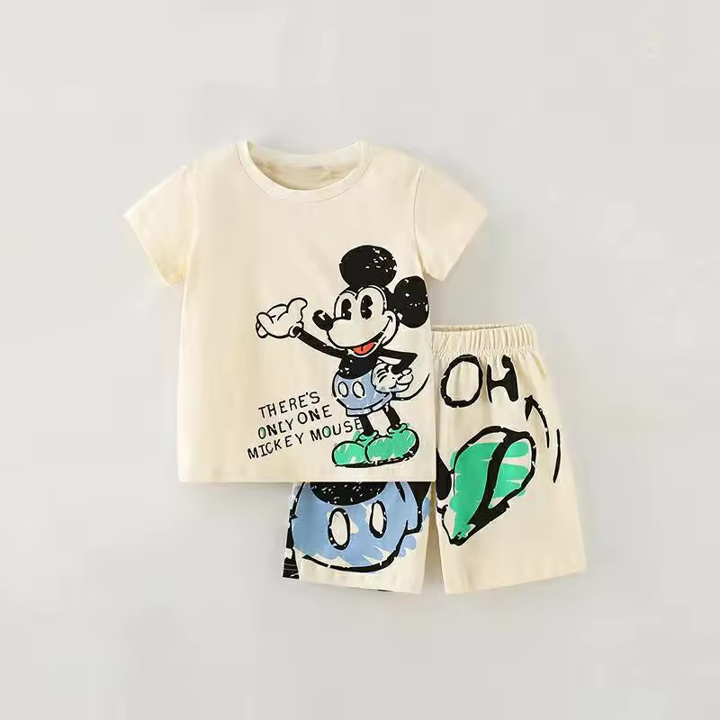 Cartoon Kids Set Mickey Mouse Printed Children's Clothes T-shirt Shorts 2pc/set Toddler Boys Shor... | AliExpress (US)