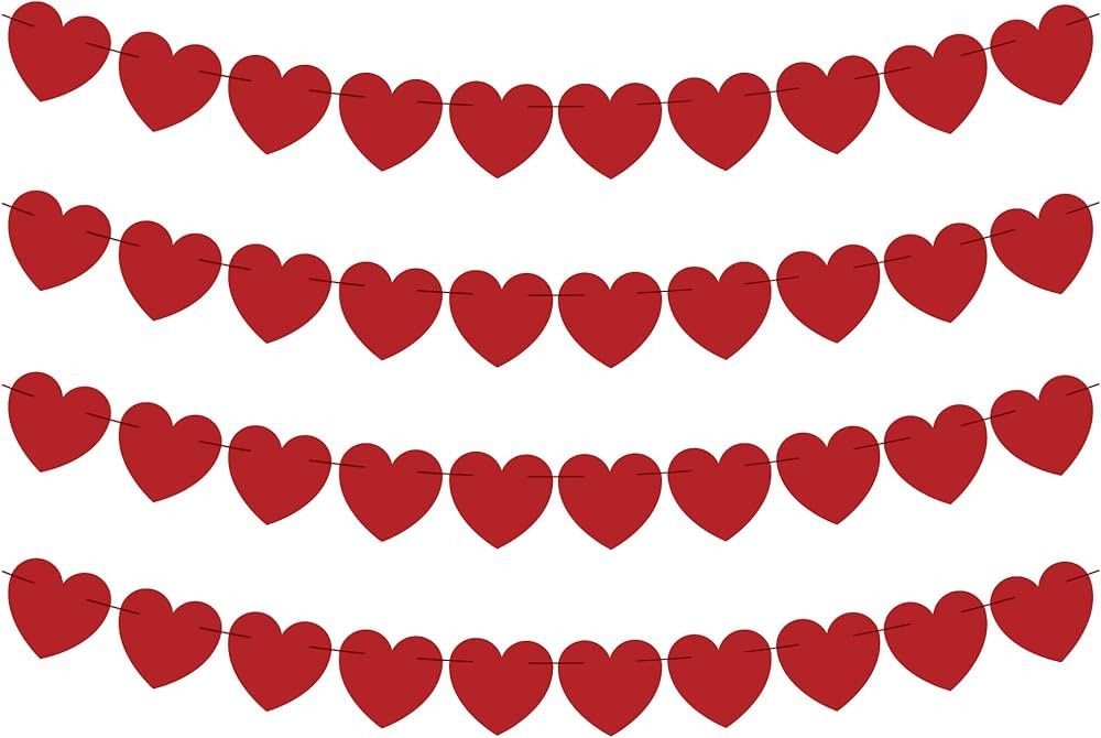 OHOME Galentines Day Decorations-Valentine's Day Decor Red Heart Garland 40 Pack Valentines Day B... | Amazon (US)