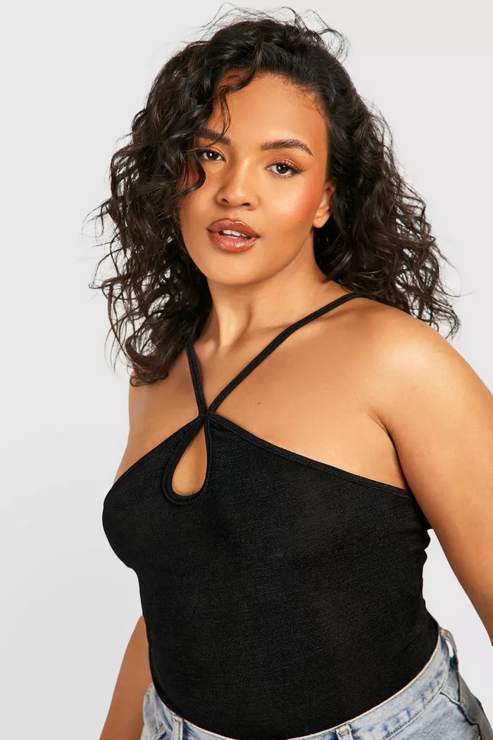 Plus Halter Neck Keyhole Bodysuit | Boohoo.com (UK & IE)
