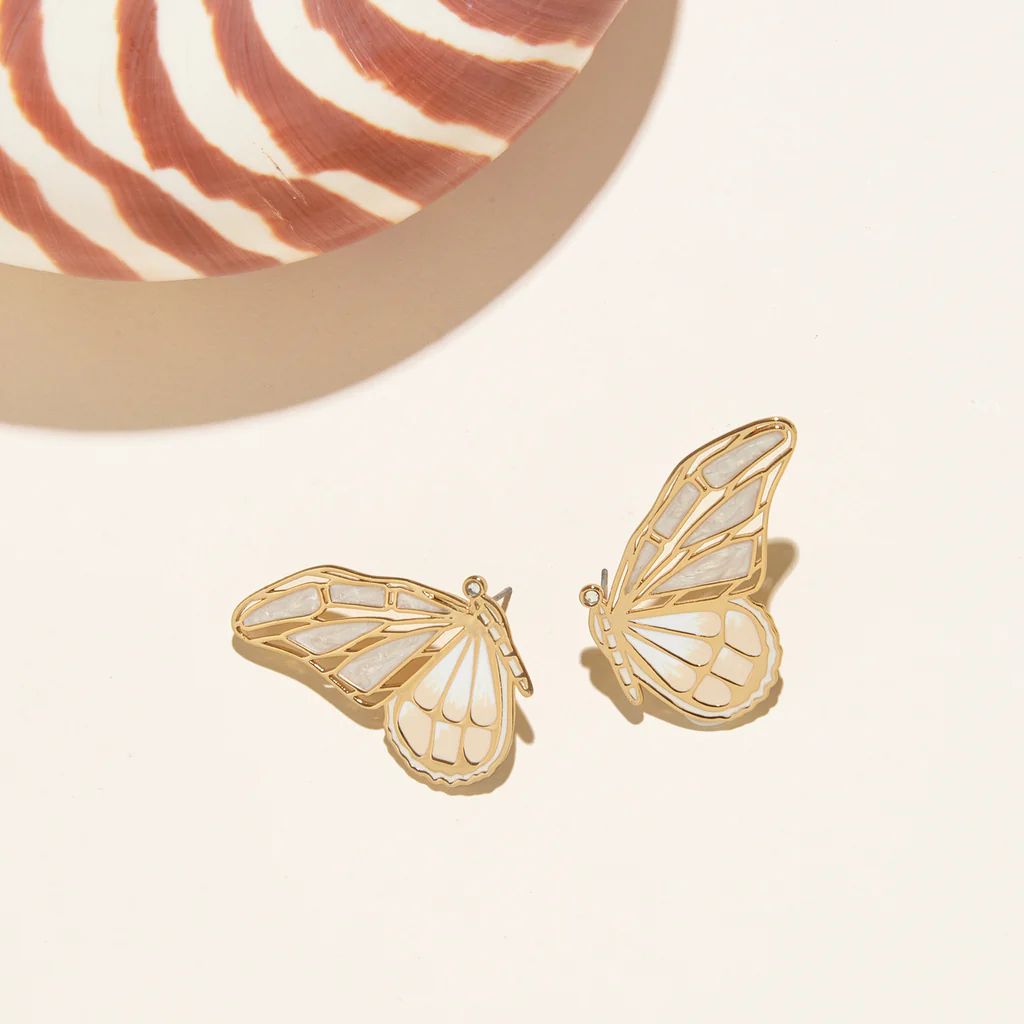 Mixed Butterfly Stud Earrings Neutral | Mignonne Gavigan