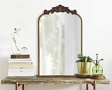 Kate and Laurel Arendahl Traditional Arch Mirror, 19" x 30.75" , Gold, Baroque Inspired Wall Decor | Amazon (US)