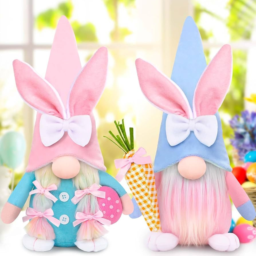 13 inch Easter Gnomes Decorations for Home Gnomes Plush Bunny Hold Easter Eggs Carrots Handmade G... | Amazon (US)