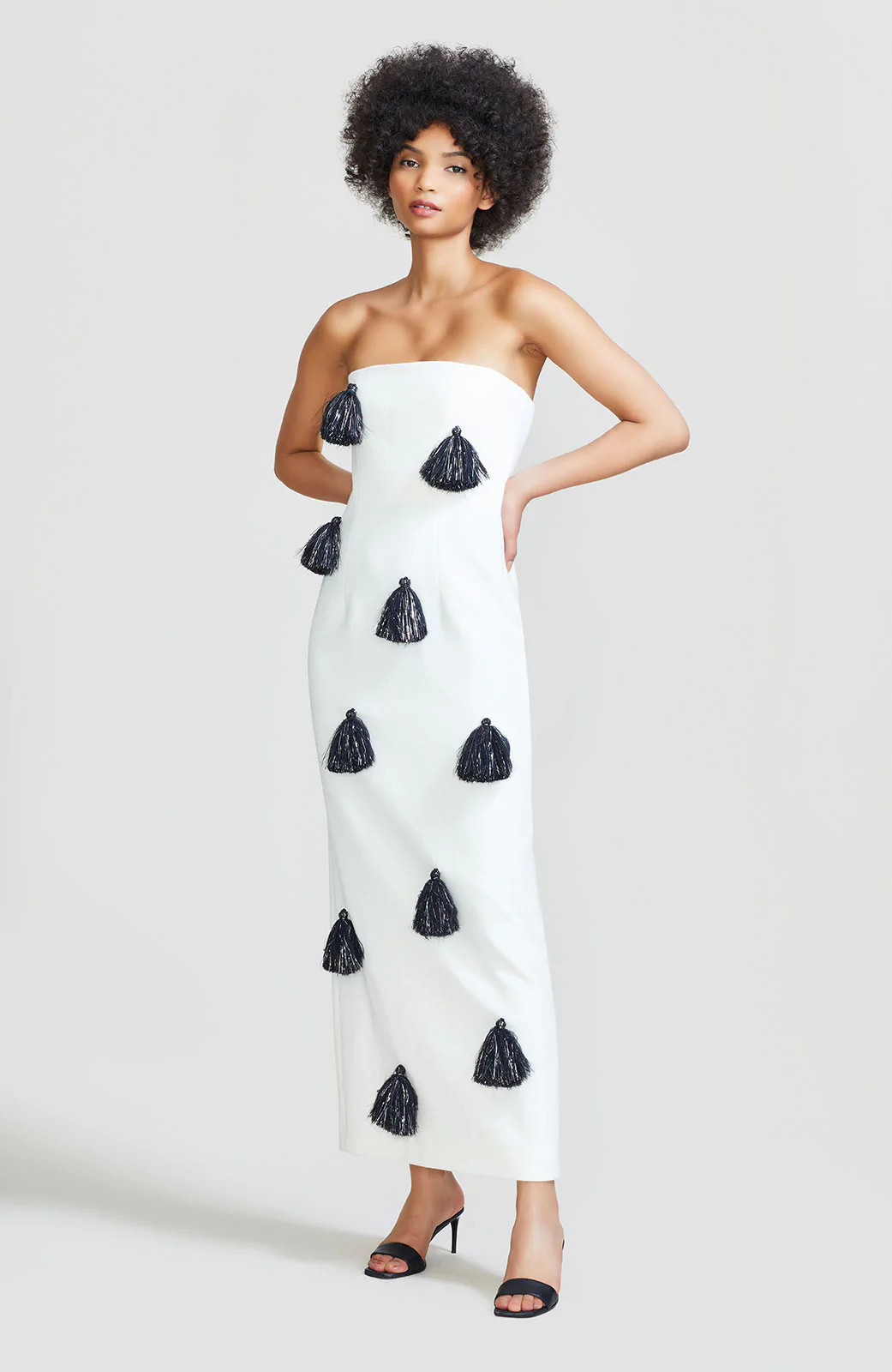 Wool Crepe Tassel Column Dress | Lela Rose