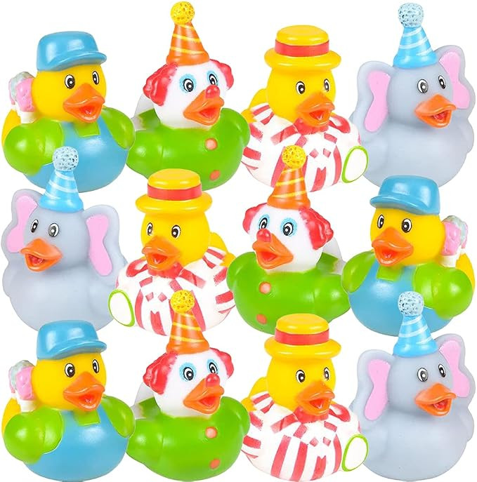 ArtCreativity Carnival Rubber Duckies for Kids, Pack of 12 Cute Duck Bathtub Pool Toys, Fun Carni... | Amazon (US)