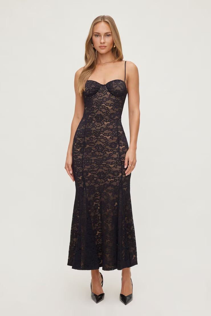 Monet Lace Overlay Maxi Dress | Dynamite Clothing