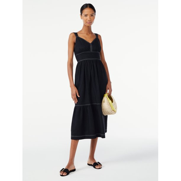 Scoop Women's Linen Blend Maxi Dress | Walmart (US)