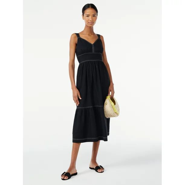 Scoop Women's Linen Blend Maxi Dress - Walmart.com | Walmart (US)