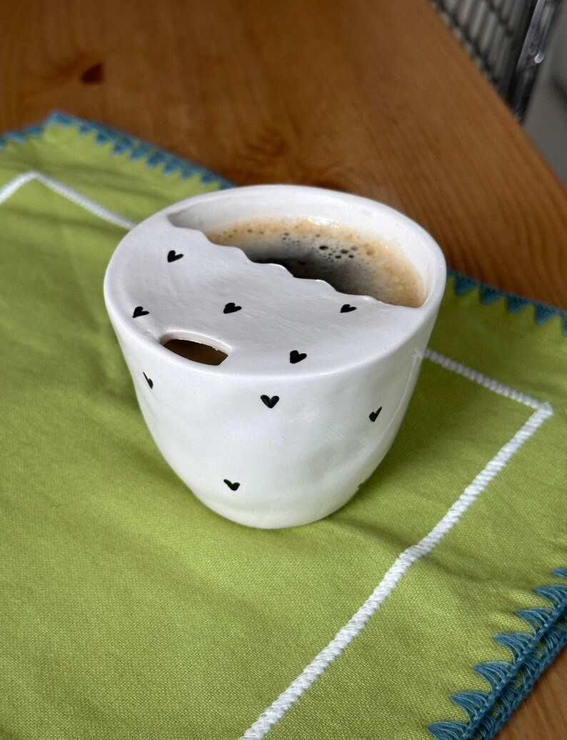 Black Heart Ceramic Tumbler: Handmade Pottery Travel Mug, 10 Oz - Etsy | Etsy (US)