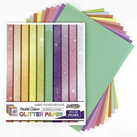 ArtSkills Pastel Glitter Paper, 11" x 14", 10 Assorted Sheets for Arts, Crafts, Scrapbooking & Card Making | Walmart (US)