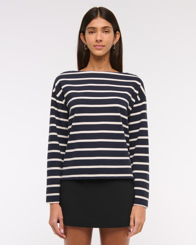 Long-Sleeve Heavyweight Jersey Slash Tee | Abercrombie & Fitch (US)