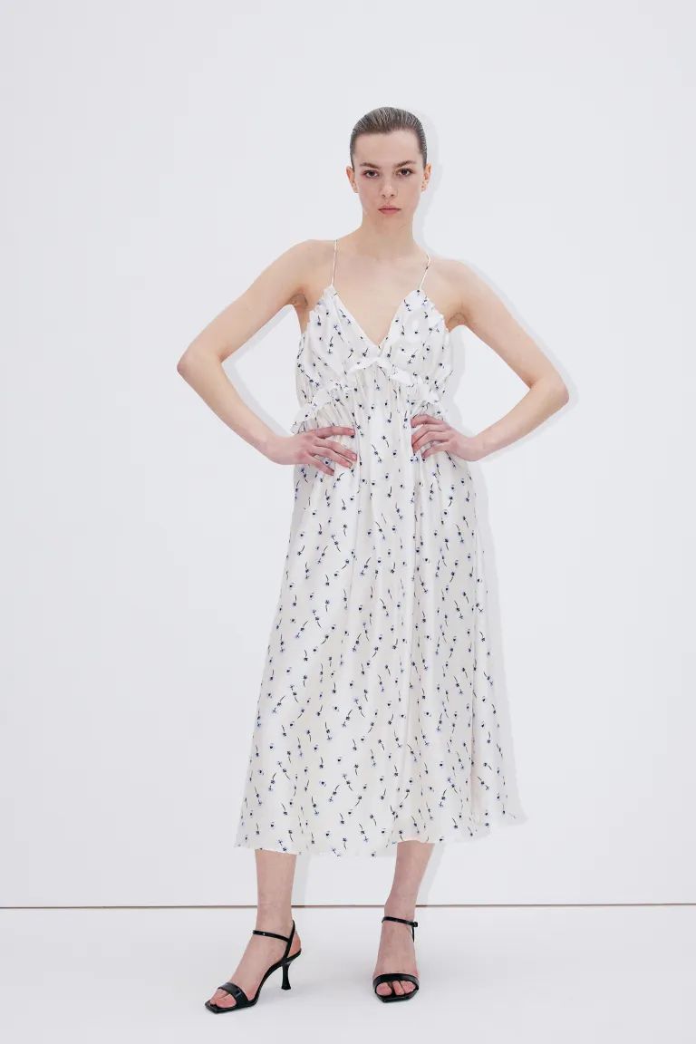 Ruffle-trimmed Dress - White/floral - Ladies | H&M US | H&M (US + CA)