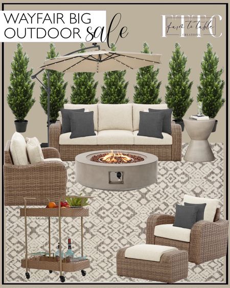 Wayfair Big Outdoor Sale. Follow @farmtotablecreations on Instagram for more inspiration.

Pure Series Midland Planter. Topiarr Trees Faux Cedar Tree in Pot (Set of 2). Signature Design by Ashley. Outdoor Wicker sofa & loveseat with Cushions. Patio Chair with Cushions. Isley 10' Lighted Cantilever Umbrella. Loloi Outdoor Rug. Fire table. Northrup Concrete Side Table. Wicker Outdoor Bar Serving Cart With Wheels. Outdoor Furniture. Outdoor Patio. Outdoor Decor. Outdoor Furniture Sale. 


#LTKSeasonal #LTKfindsunder50 #LTKhome