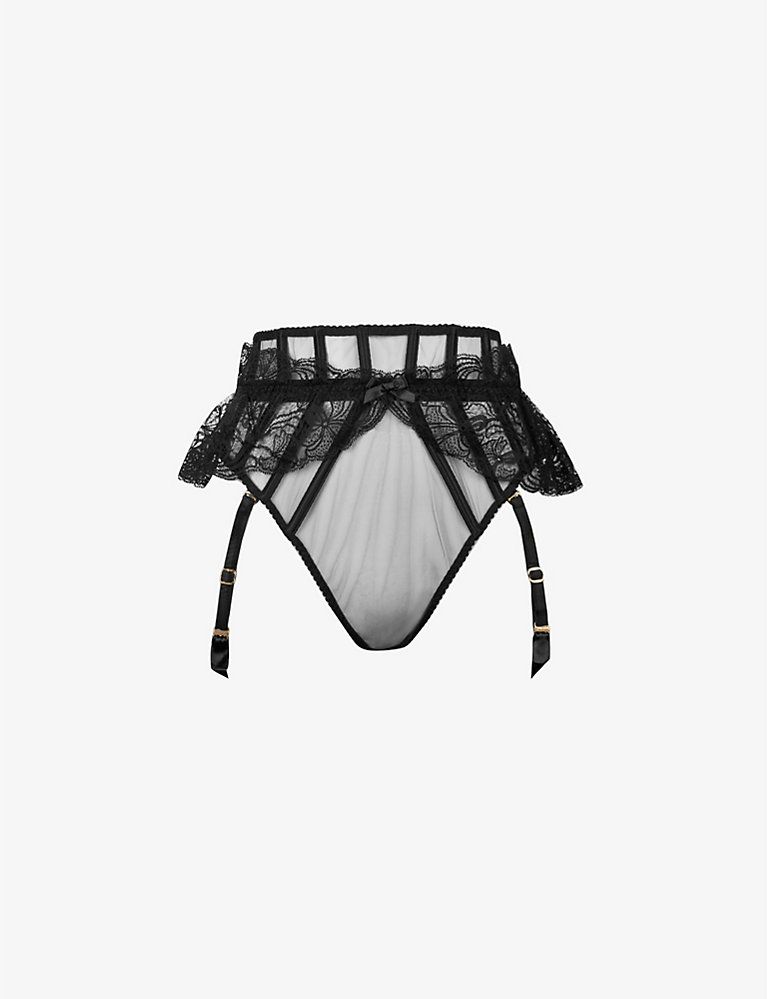 Rozlyn mesh and lace suspender thong | Selfridges