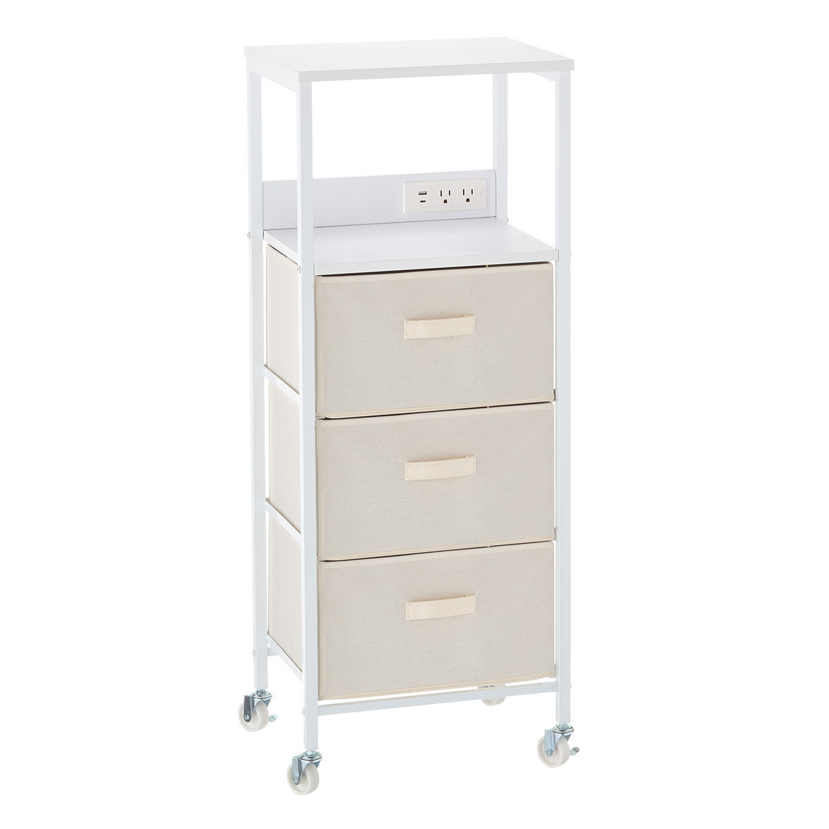 The Container Store 3-Drawer Rolling Cart with Power | The Container Store