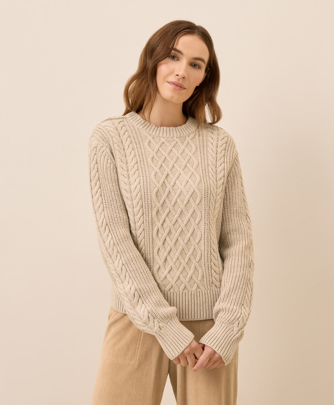 Women’s Luxe Knit Cable Crew Sweater made with Organic Cotton | Pact | Pact Apparel