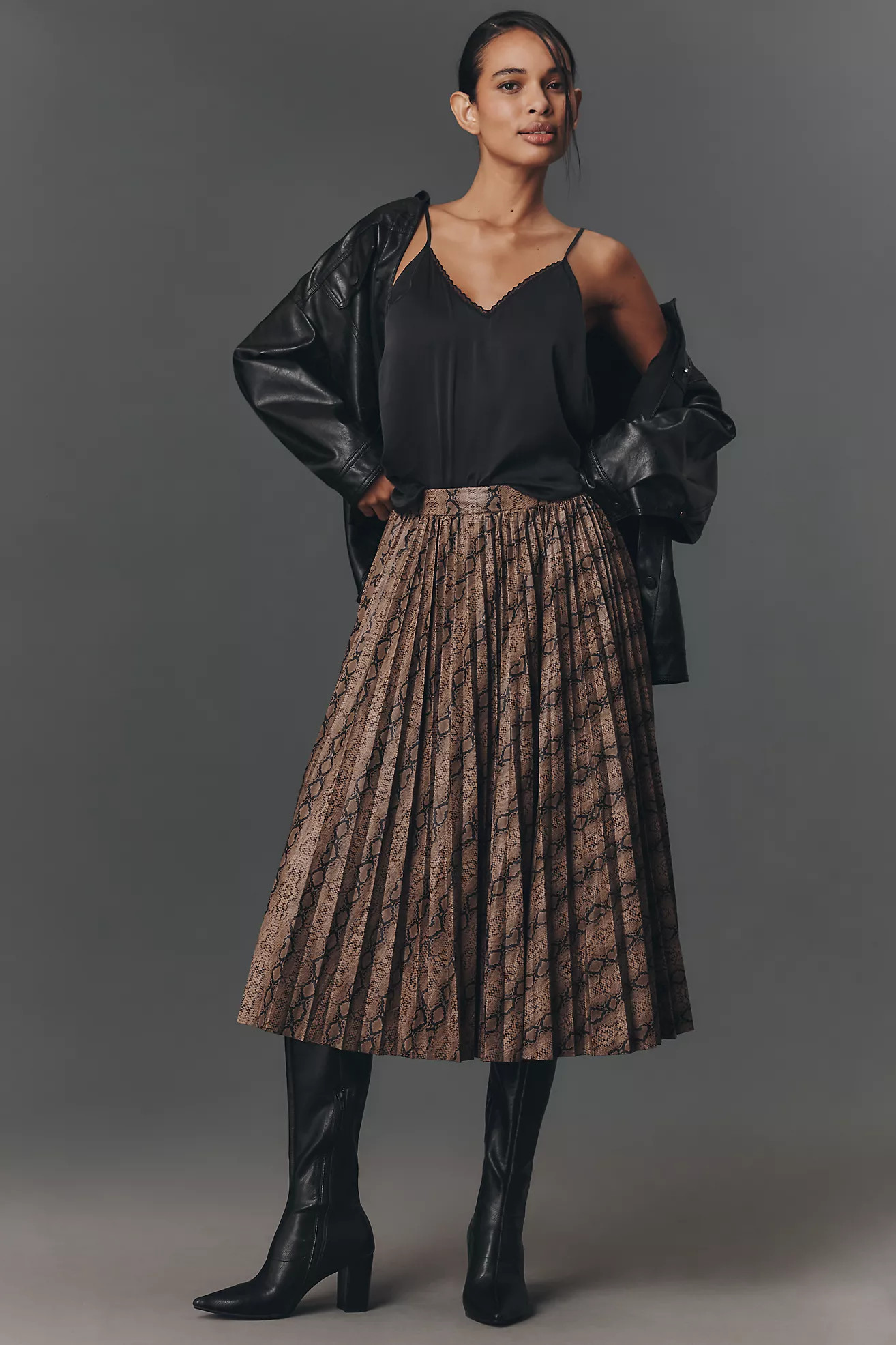 Endless Rose Animal Print Pleated Midi Skirt | Anthropologie (US)