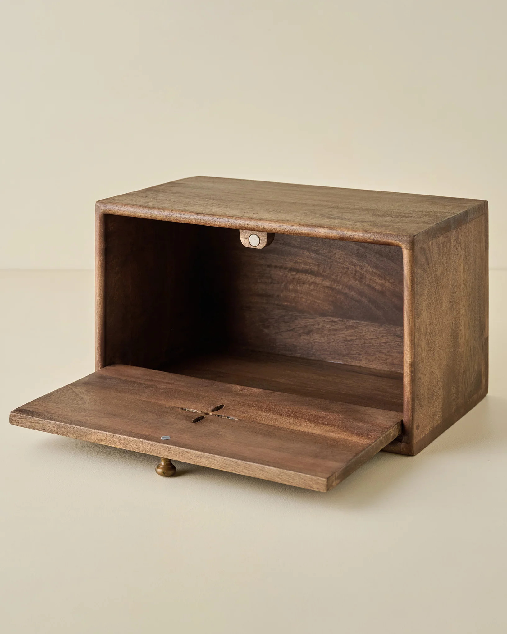 Antiqued Wood Carved Bread Box | Magnolia