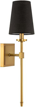 Kira Home Torche 20" Modern Wall Sconce/Wall Light + Black Linen Shade, Warm Brass Finish | Amazon (US)