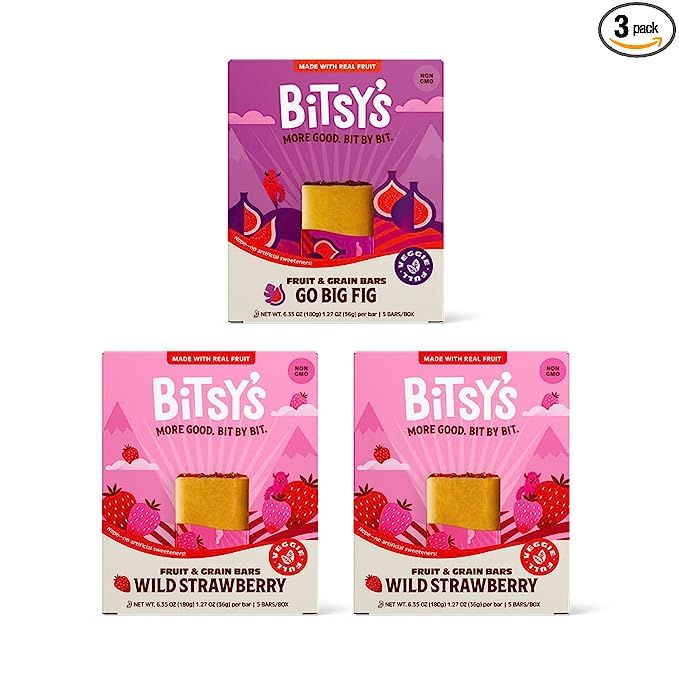 Bitsy's Fruit & Grain Bars - Made with Real Fruit, Breakfast or Lunchbox Bar, Strawberry & Fig Va... | Amazon (US)