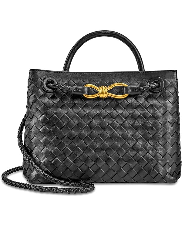 Women's Handmade Woven Top handle Tote Bag Leather Shoulder Handbag Casual Satchel Crossbody Purs... | Amazon (UK)