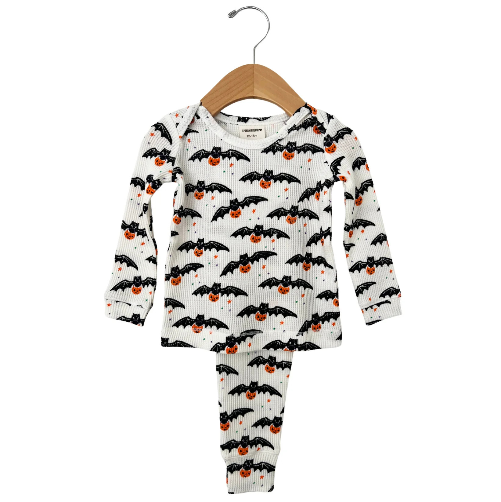 Organic Waffle 2-Piece Set, Trick or Treating Bat | SpearmintLOVE