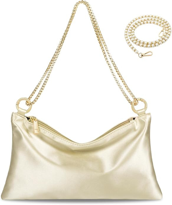 Women Satin Evening Handbag Wedding Prom Clutch Purse Formal Cocktail Party Clutches Shoulder Bag... | Amazon (US)