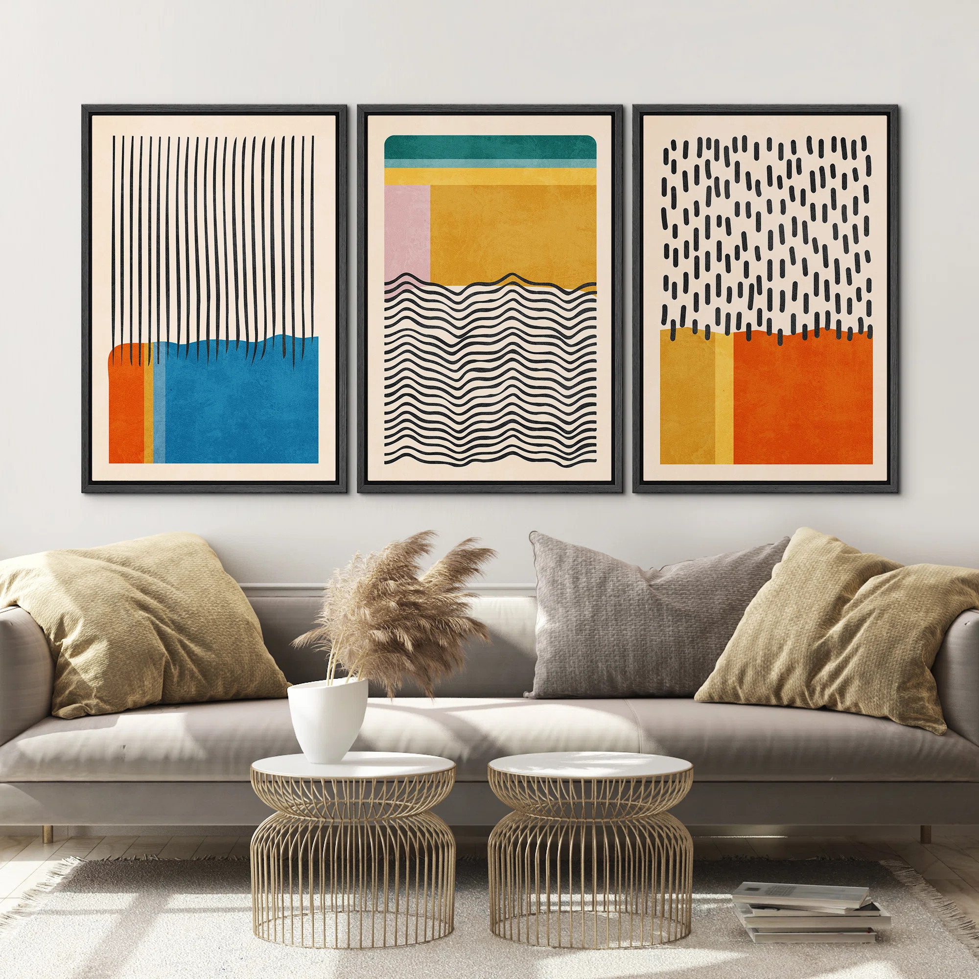 Abstract Vibrant Color Blocks "Mid-century Modern Colorful Blocks Artwork, Multicolor Geometric W... | Wayfair North America