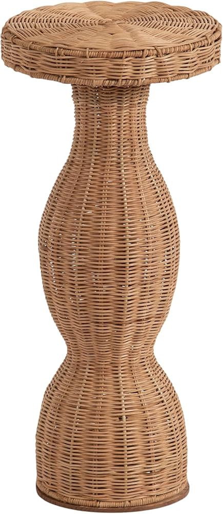 Kate and Laurel Sula Modern Woven Rattan Round Drink Table, 10 x 10 x 22, Natural Rattan, Boho Sc... | Amazon (US)