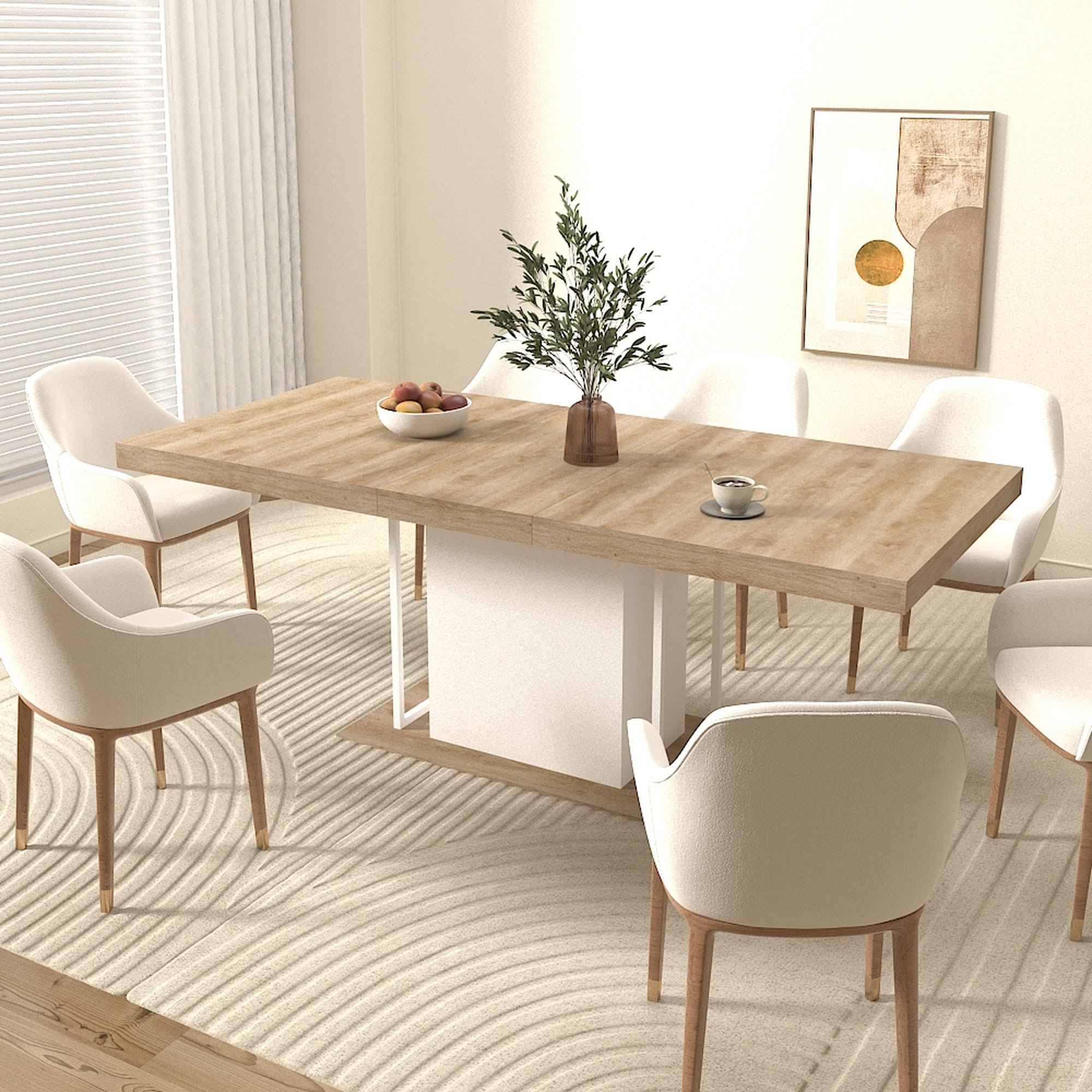 Misopily Extendable dining table aged wood effect seats 6 to 10 people 160 cm to 200 cm thick tabletop wide sturdy legs for large spaces | LMS0130T56 | Lowe's