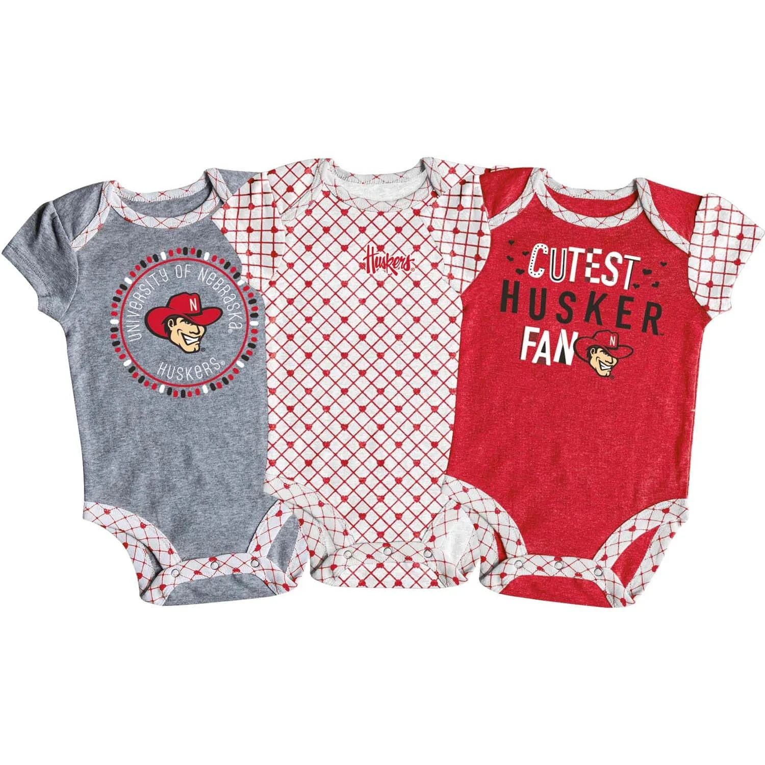 Girls Newborn & Infant Russell Athletic Scarlet/White/Heathered Gray Nebraska Huskers 3-Pack Team... | Walmart (US)