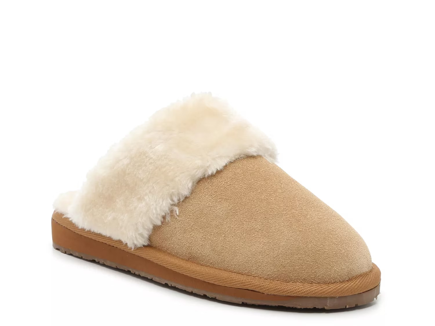 Minnetonka Shar Fur Trim Slipper | Women's | Beige | Size 6 | Slippers | Scuff | DSW