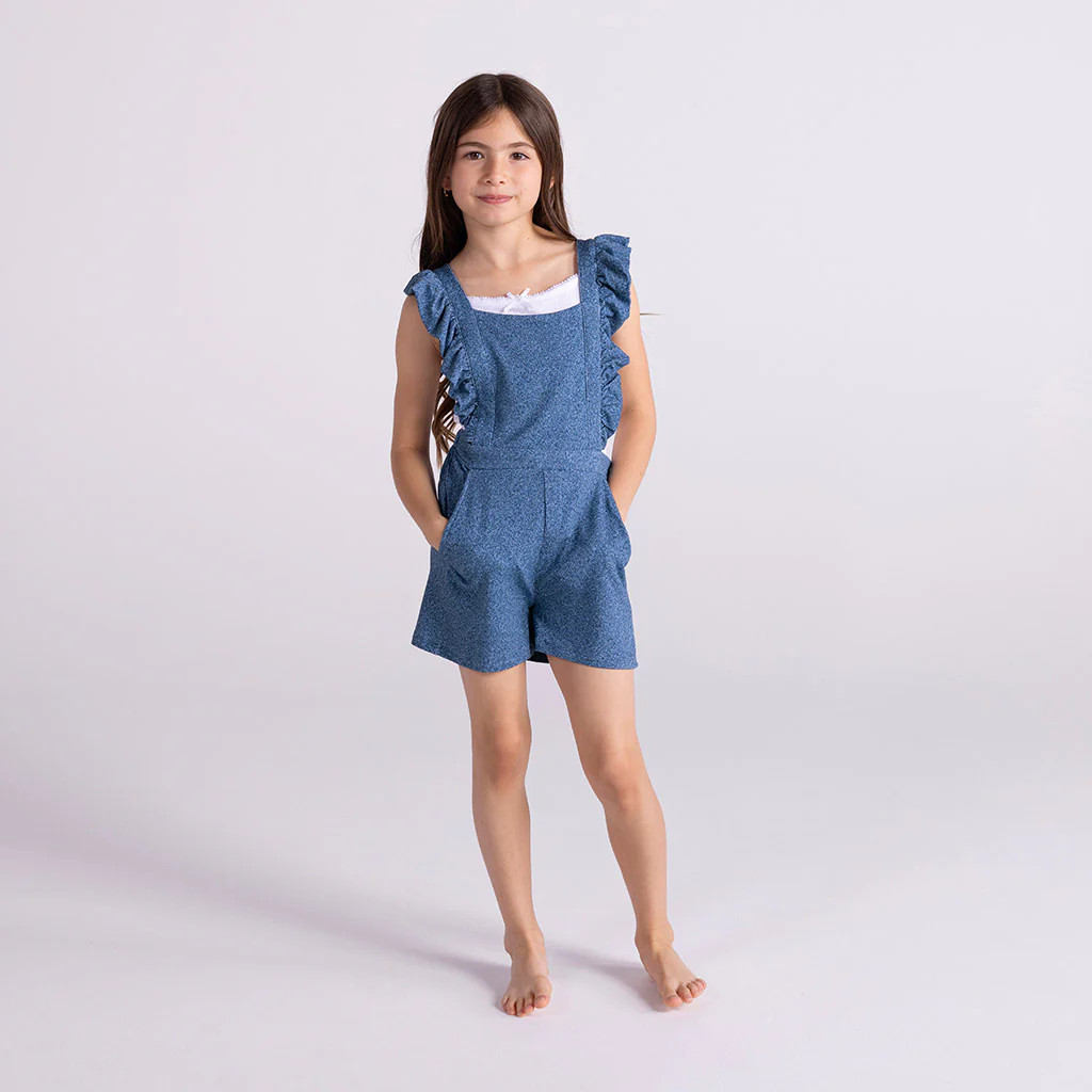 Denim Blue Toddler Short Overalls | Indigo Denim | Posh Peanut