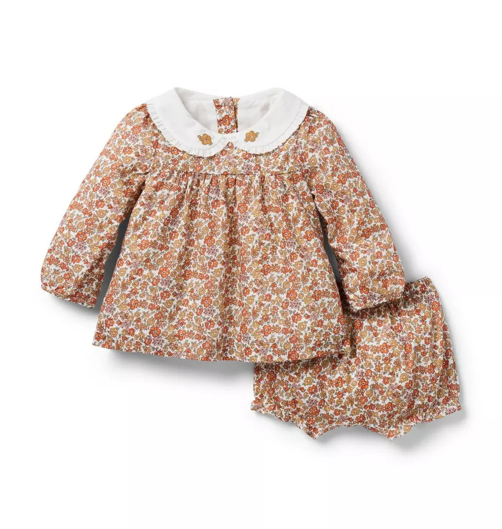 Janie and Jack | The Fall Floral Matching Baby Set - Orange / 18-24m | Janie and Jack