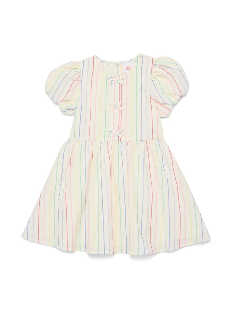 Wonder Nation Toddler Girls Stripe Dress with Bubble Sleeves, Sizes 12M-5T | Walmart (US)