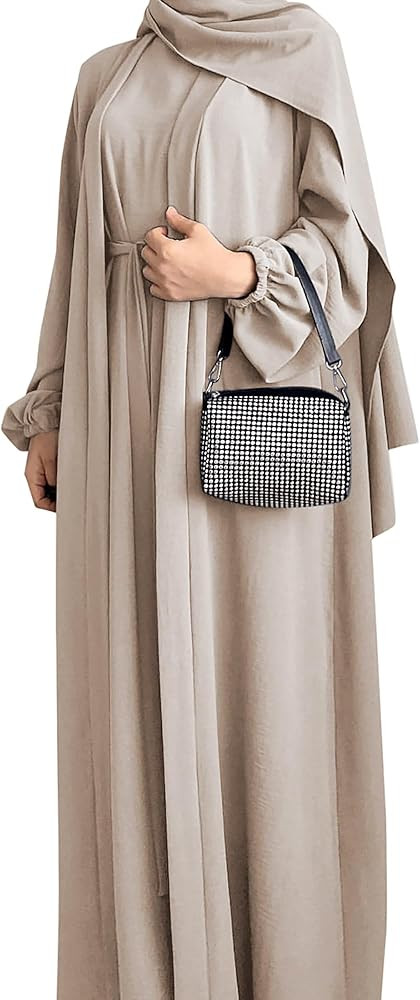 Women's Muslim Dress Two Pieces Set Islamic Prayer Abaya Modest Solid Color Muslim Outfits | Amazon (US)