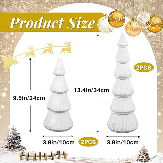Queekay 4 Pcs Wooden Christmas Tree Tabletop White Tree Figurine Unfinished Table Top Christmas T... | Amazon (US)